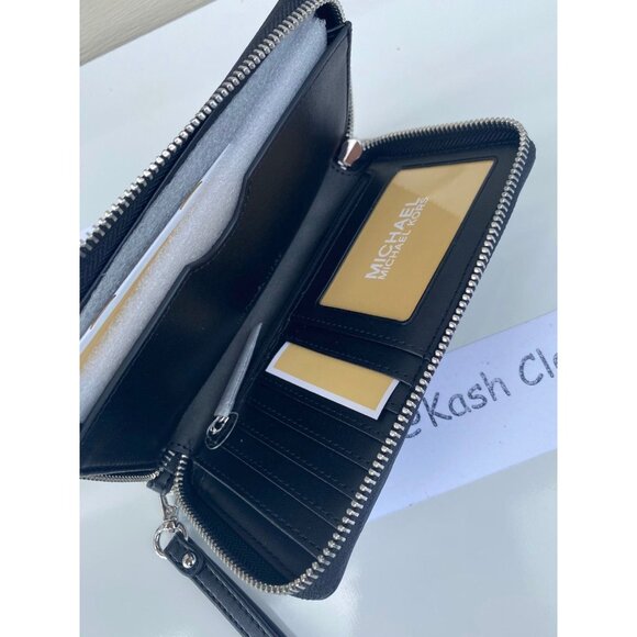 Michael Kors wristlet large phone case wallet jet set travel MK signature black - Picture 5 of 6